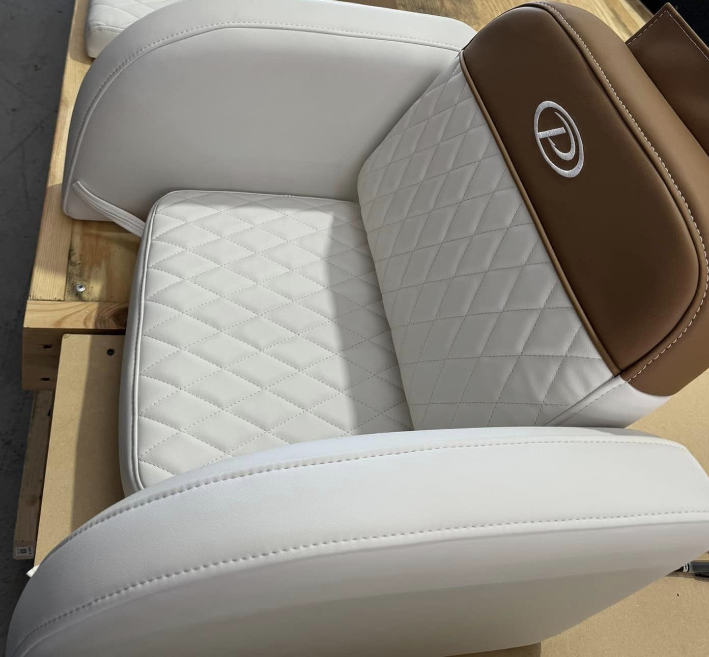Premium marine helm seat with diamond stitching and UV-stable vinyl